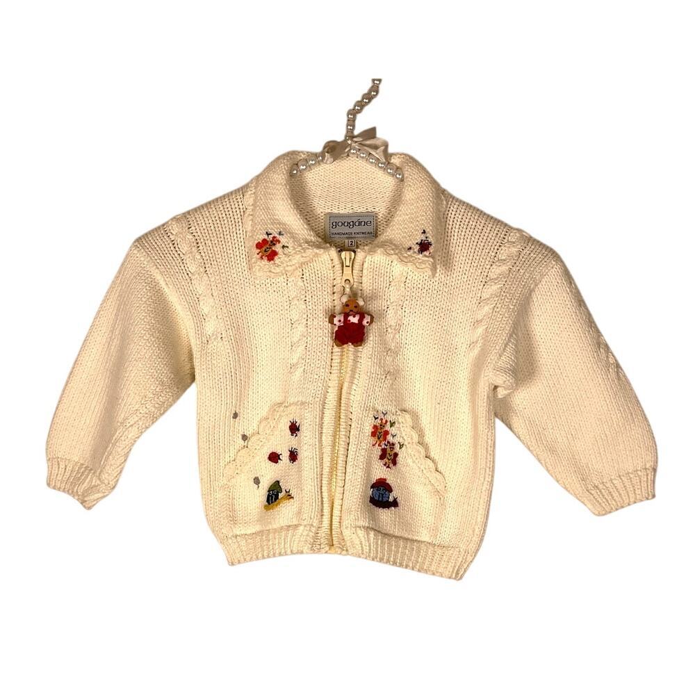 Gougane Childrens Knit 100%‎ Cotton Sweater Front Zipper Size 2